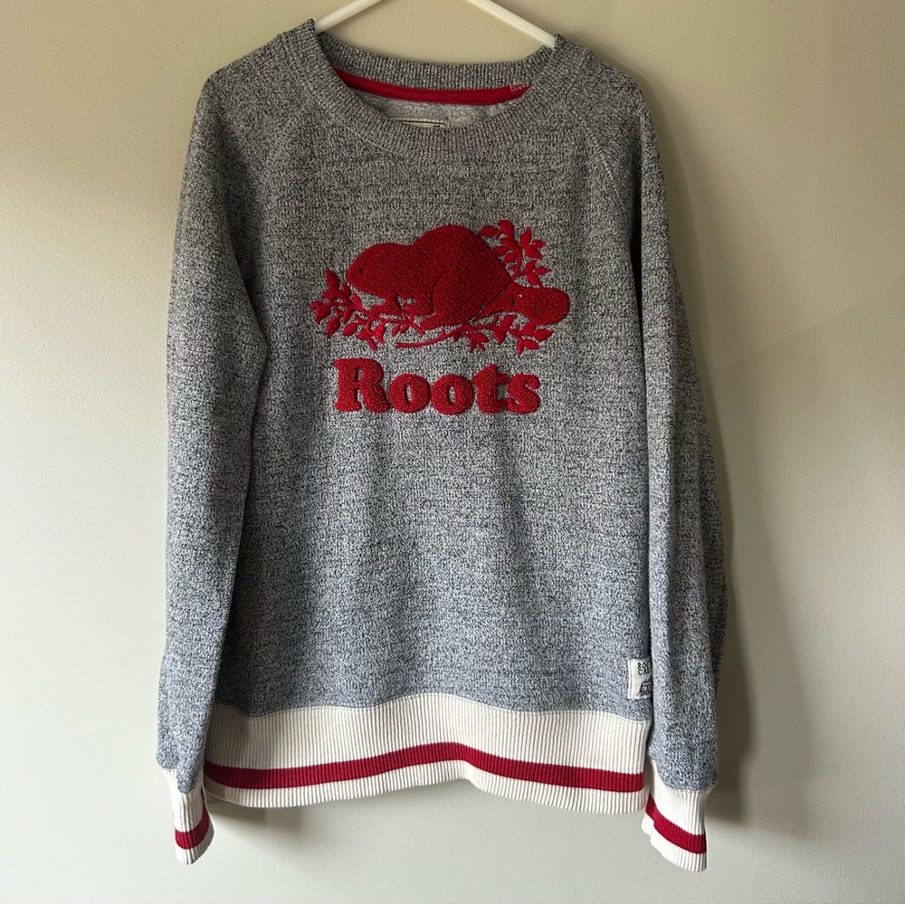 Roots Cabin Youth  Sweater Salt and Pepper Gray M